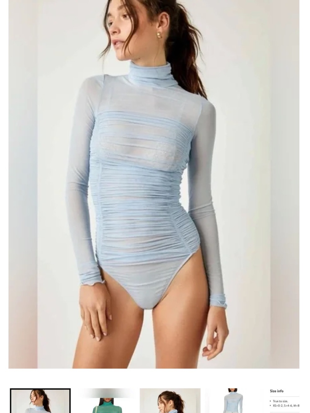 Free People under it all Pale Blue Sheer Mesh Bodysuit
